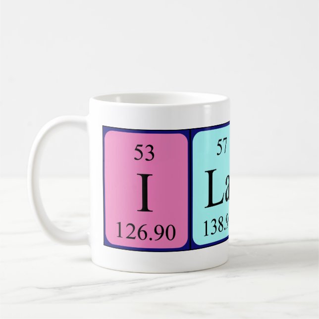 Taza De Café Ilann periódica table name mug (Izquierda)