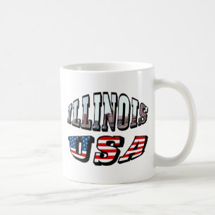 Taza De Café Illinois Bandera de Estados Unidos y foto de estad