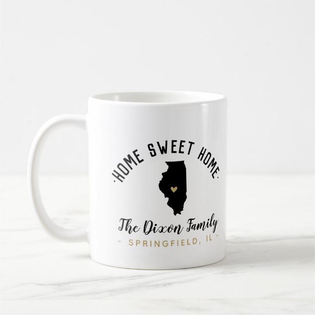 Taza De Café Illinois Hogar Dulce Familia Monograma Mug (Izquierda)