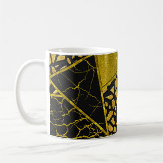 Taza De Café Ilusión de textura del triángulo negro dorado