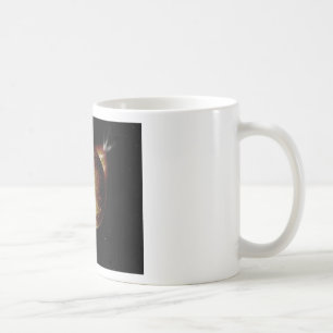 Taza De Café ilustracion 3d del planeta amarillo en el universo