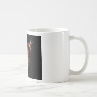 Taza De Café ilustracion 3d del planeta amarillo en el universo