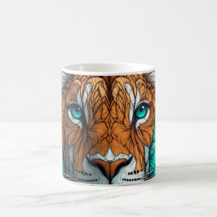 Taza De Café ilustración abstracta de la cara de un león