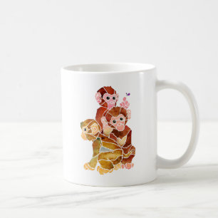 Taza De Café Ilustracion abstracto de la acuarela de los monos