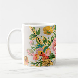 Taza De Café Ilustracion acuarela de flores digitales. Manual o