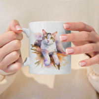 Ilustracion acuarela de gato blanco dulce