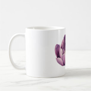Taza De Café Ilustracion acuarela de tulipán morado