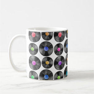 Taza De Café Ilustracion acuarela de un registro retro de vinil