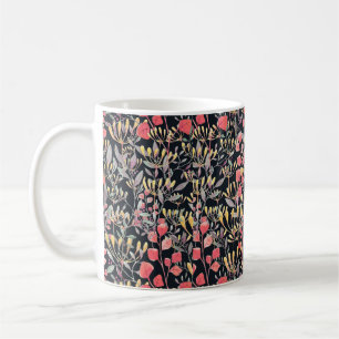 Taza De Café ilustracion acuarela flores de patrón sin soldadur