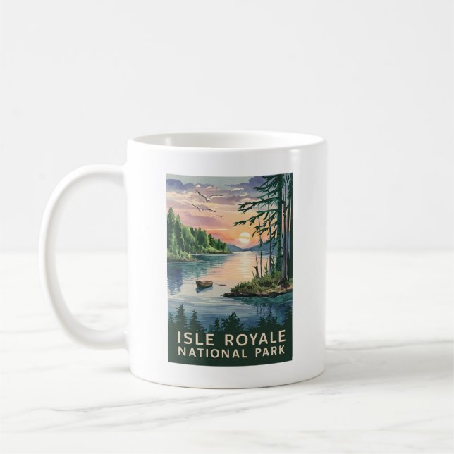 Taza De Café Ilustracion acuático de Isle Royale (Izquierda)