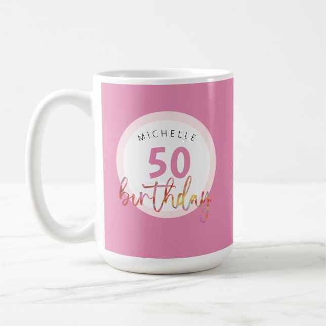 Taza De Café Ilustracion acuático exótico floral rosado de vera (Izquierda)