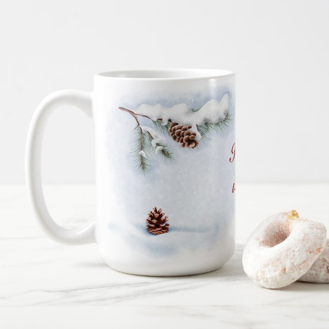 Taza De Café ilustracion acuático "Happy Winter" (Con donut)