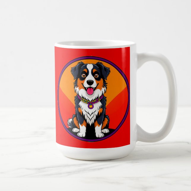 Taza De Café Ilustracion alegre de perro caricaturista (Derecha)
