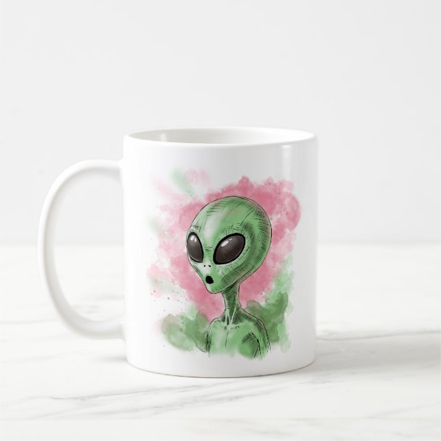 Taza De Café Ilustracion alienígena clásico (Izquierda)
