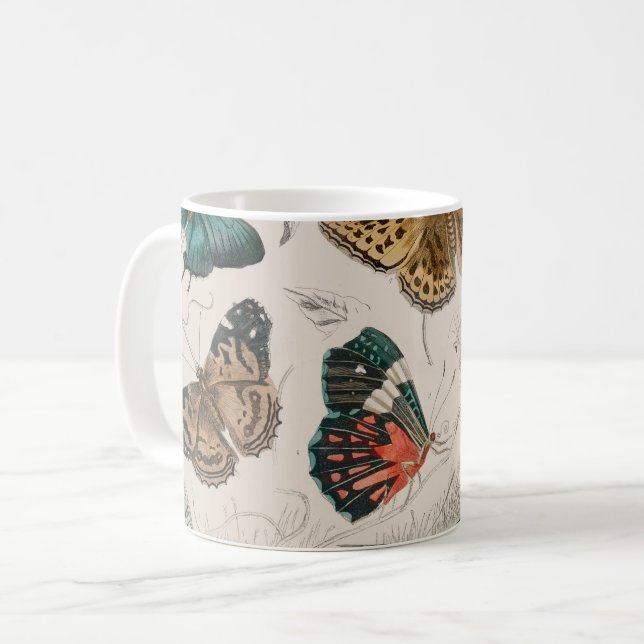 Taza De Café Ilustración antigua de mariposa: Orfebre de 1820 (Anverso izquierdo)