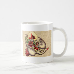 Taza De Café Ilustración Antigüa de Mother Goose Niño
