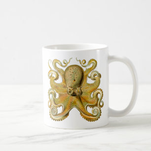 Taza De Café Ilustración antigua de pulpo monstruo marino