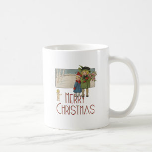 Taza De Café Ilustración Antigüedad Infantil Navidad 1920