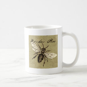 Taza De Café Ilustración Antigüedad Insecto Abeja Obrera Vintag