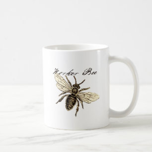 Taza De Café Ilustración Antigüedad Insecto Abeja Obrera Vintag