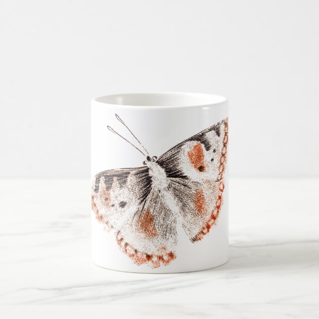 Taza De Café Ilustracion antiguo de mariposa de época (Centro)