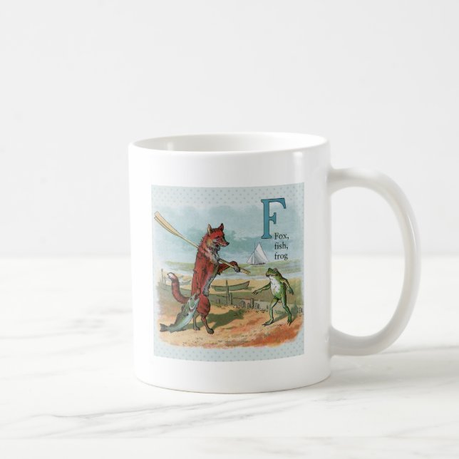 Taza De Café Ilustracion antiguo de pesca de rana Fox (Derecha)