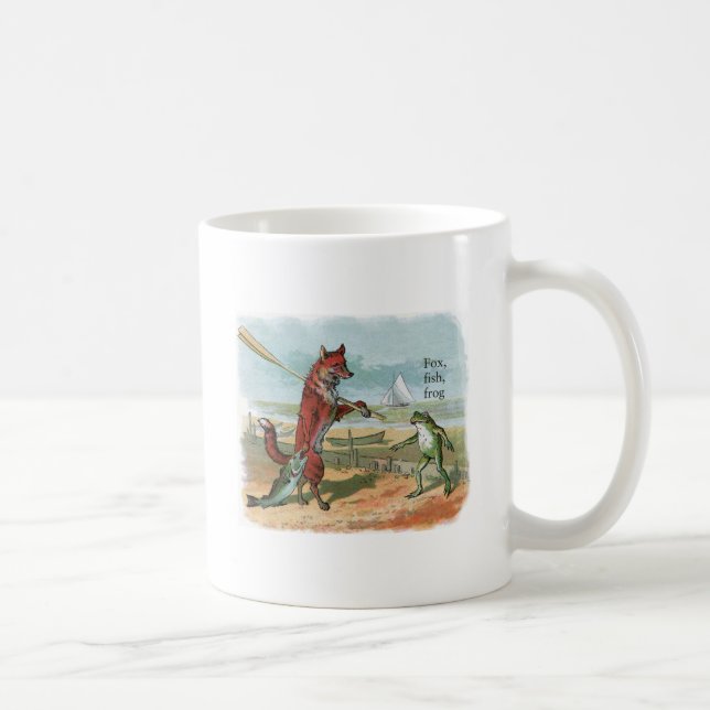 Taza De Café Ilustracion antiguo de pesca de rana Fox (Derecha)