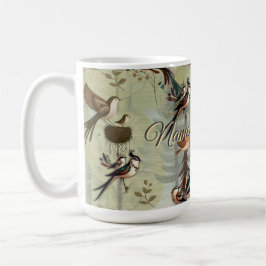 Taza De Café Ilustracion artístico de aves simplistas de estilo