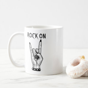 Taza De Café Ilustracion artístico de Rótulo Hand Rocker femeni