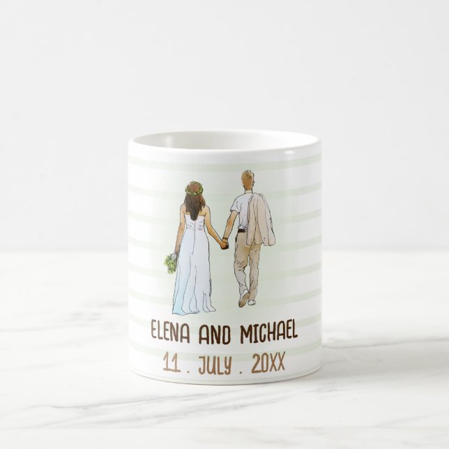 Taza De Café Ilustracion Boda simple y moderno (Centro)