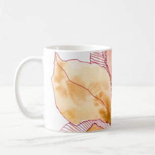 Taza De Café Ilustración Botánica de Hojas de Acuarela de Otoño