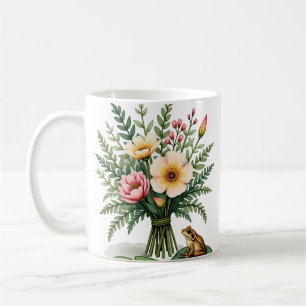 Taza De Café Ilustración Botánica de Ramo de Novia Parte Floral