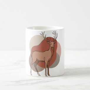 Taza De Café Ilustración botánica minimalista de ciervos de oto
