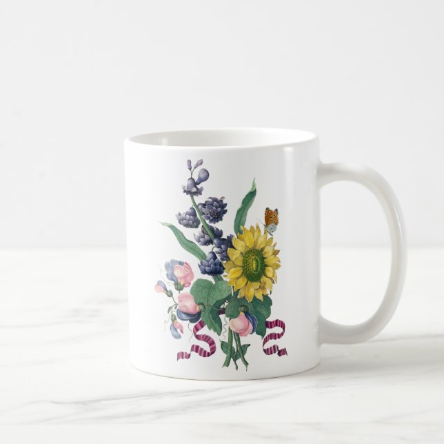 Taza De Café Ilustracion botánico Bouquet de época (Derecha)