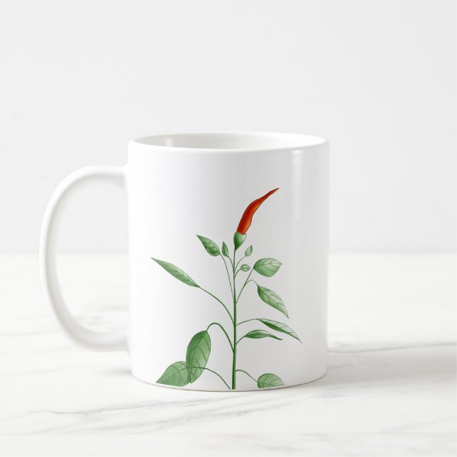 Taza De Café Ilustracion botánico de la planta de la pimienta (Izquierda)