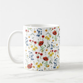 Taza De Café Ilustracion botánico del patrón de flores silvestr
