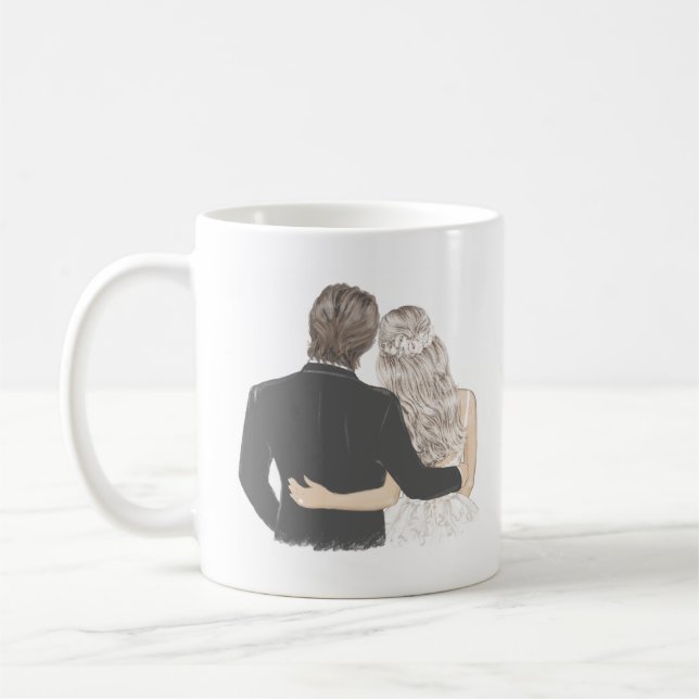 Taza De Café Ilustracion Bride y Groom (Izquierda)