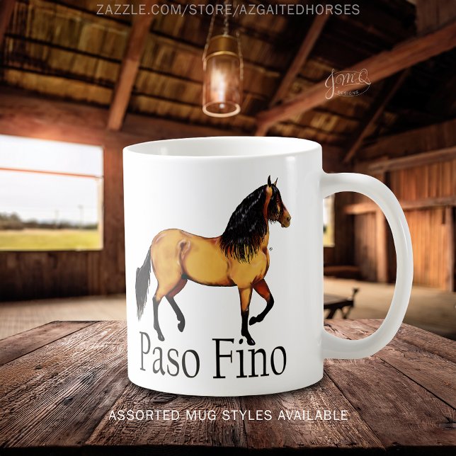 Taza De Café Ilustracion Buckskin Paso Fino Horse (Buckskin Paso Fino horse illustration with bold text mug 🐎☕)