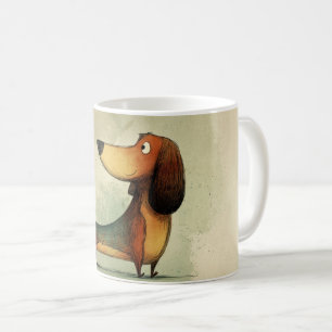 Taza De Café Ilustración caprichosa de perro - Dachshund adorab