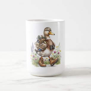 Taza De Café Ilustración caprichosa de un pato de excursión con