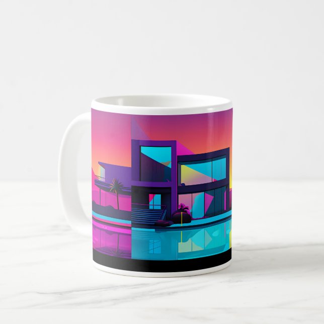 Taza De Café Ilustracion cautivador de un edificio de arte pop (Anverso izquierdo)