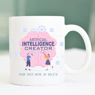Taza De Café Ilustracion cerebral rosa Inteligencia artificial