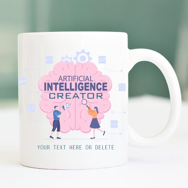 Taza De Café Ilustracion cerebral rosa Inteligencia artificial (Subido por el creador)