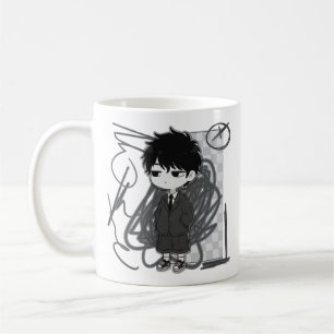 Taza De Café Ilustración Chibi de Niño con Traje de Agotamiento