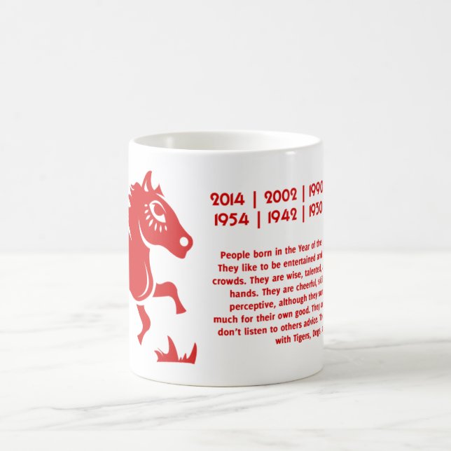 TAZA DE CAFÉ ILUSTRACION CHINO DEL CABALLO PAPERCUT DEL ZODIACO (Centro)
