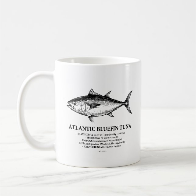Taza De Café Ilustración científica del atún rojo del Atlántico (Izquierda)