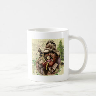 Taza De Café Ilustracion clásico Merry Santa Claus Tree