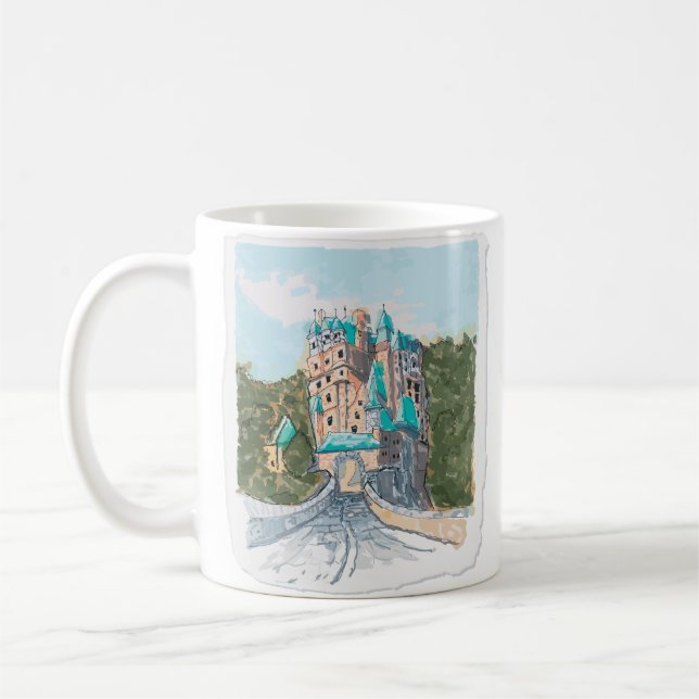 Taza De Café Ilustración Colorida de Castillo (Izquierda)