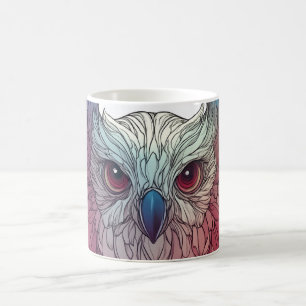 Taza De Café Ilustración colorida de la cara de un búho,