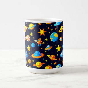 Taza De Café Ilustración colorida del tema espacial con planeta